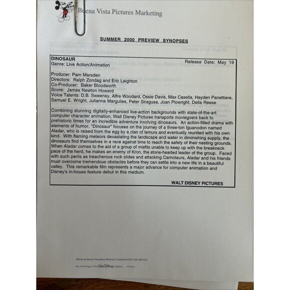 Walt Disney Preview Movie Folder Of “Dinosaur “ , With 14 View Slides Rare - Picture 6 of 8